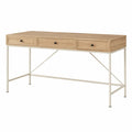 Bureau rectangulaire 120 x 50 x 76 cm MDF décor chêne clair avec 3 tiroirs et structure acier blanc