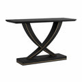 Console rectangulaire plateau MDF noir structure métal doré 120 x 35 x 80 cm