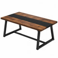 Bureau rectangulaire 140 x 60 x 75 cm panneau mélaminé décor noyer foncé et structure acier noir