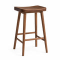 Tabouret de bar en bois massif 40 x 35 x 70 cm environ assise selle finition noyer sans dossier