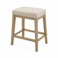 Tabouret de bar fixe 42 x 42 x 65 cm bois hévéa naturel assise rembourrée polyester beige sans dossier