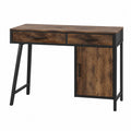 Bureau console rectangulaire 120 x 50 x 78 cm décor chêne naturel avec structure en acier noir et 2 tiroirs
