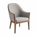 Fauteuil de salle à manger 58 x 60 x 84 cm bois d'hévéa finition noyer tissu polyester gris avec accoudoirs