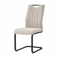 Chaise de salle à manger 46 x 58 x 98 cm tissu polyester gris piètement luge en acier noir dossier rembourré sans accoudoirs