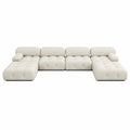 Canapé modulable en U 6 places tissu bouclé beige clair 360 x 170 x 72 cm