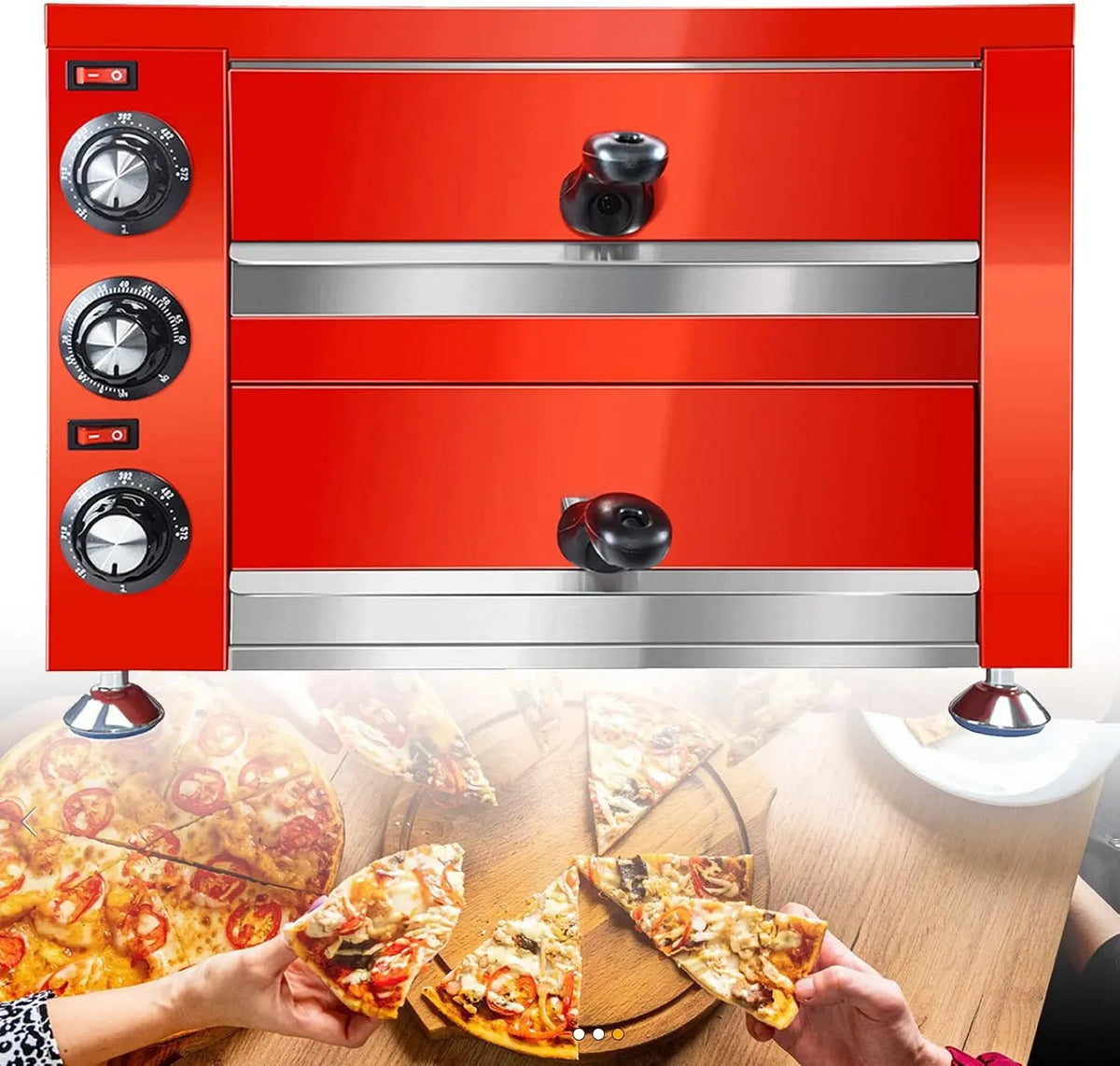 Four électrique à pizza, 12 pouces, 2200 W, professionnel, restaurant, acier inoxydable, double étage de 12 pouces