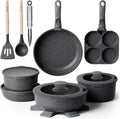 Batterie, batterie de casseroles et poêles, 20 Pièces, gris, Cuisine Induction Antiadhésive, YASHE