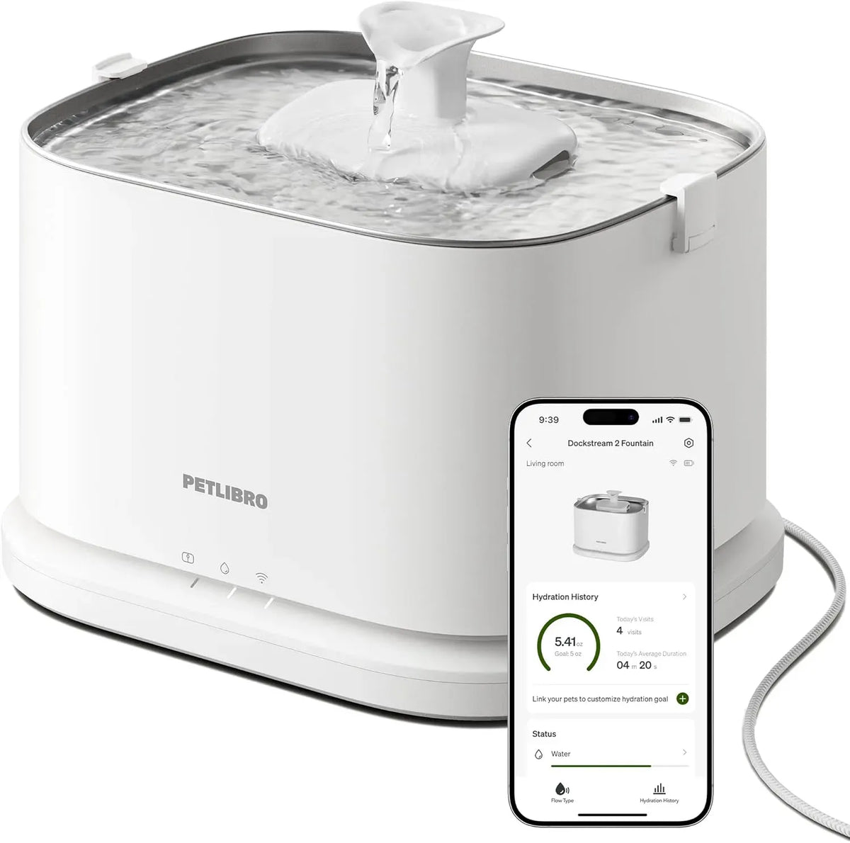 Distributeur, 3 L, Wi-Fi, acier inoxydable, blanc, pour Chat 3L, PETLIBRO