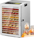 Ventilateur 24H, 30 à 90 °C, minuteur, 2 zones de température, acier inoxydable, Kwasyo Deshydrateur Alimentaire avec 12 Plateaux Inox