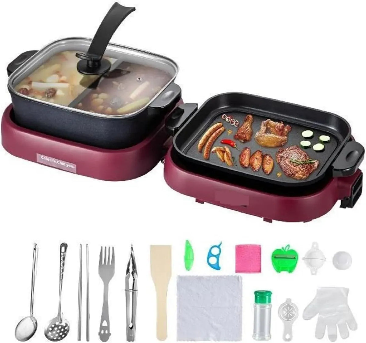 Ustensile de cuisson, 2000 W, revêtement antiadhésif, portable, gril