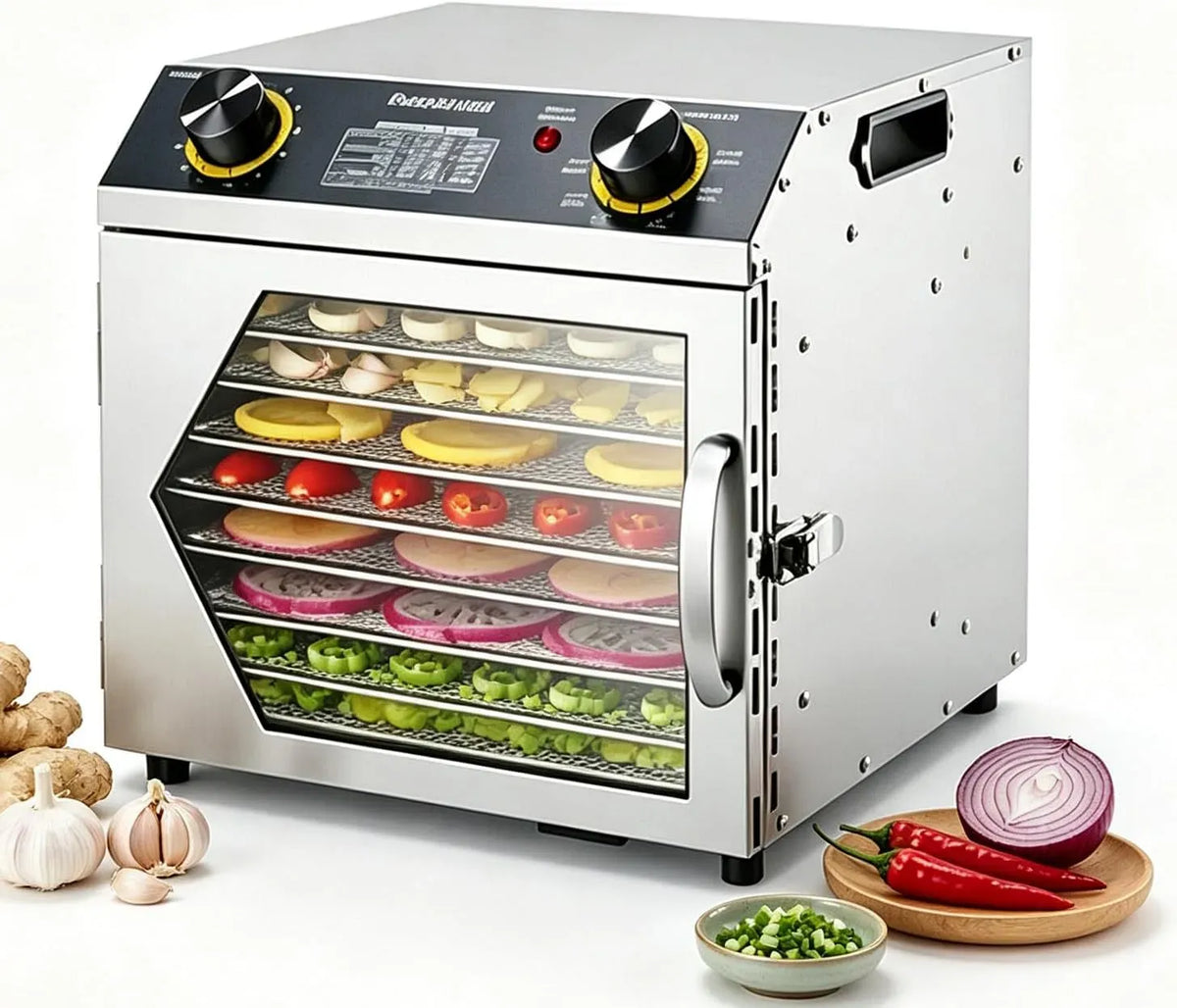 8Layers-110v Déshydrateur Alimentaire DowPie, Grands Plateaux pour Viande séchée, Plage de température de 40 à 90 °C, Protection Contre la surchauffe