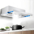 Hotte aspirante, 70 cm, hotte de cuisine, éclairage LED, silencieux, acier inoxydable, Filtration à 3 Couches et Ventilation à 2 Vitesses pour Une