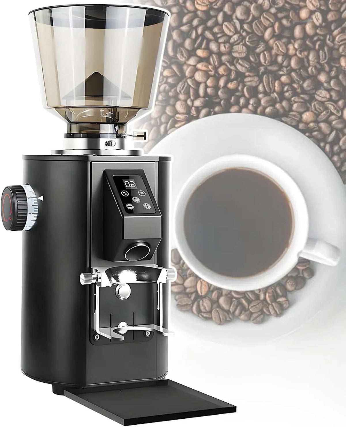 Moulin, broyeur à grains de café, 64 Mm, 453 G, professionnel, acier inoxydable, noir