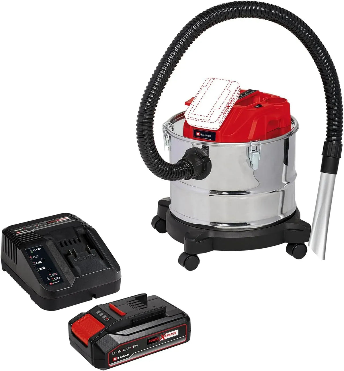 Einhell AV 18 Aspirateur, 15 L, 18 V, puissance d'aspiration de 100 mbar, ec Chargeur et Batterie 2,5Ah