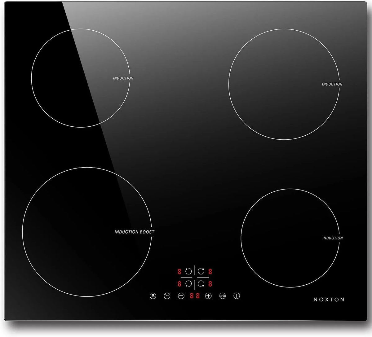 Plaque à induction 220-240V, 60 CM, 4 foyers, 6400 W, 240 V, table de cuisson à induction, tactile, verrouillage, encastrable, minuteur, 9 Niveaux de