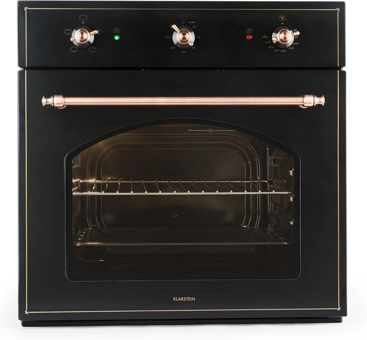 Klarstein Four électrique, 55 L, 3 programmes, classe énergétique E, encastrable, minuteur, acier inoxydable, noir, 3 Fonctions, Design Vintage