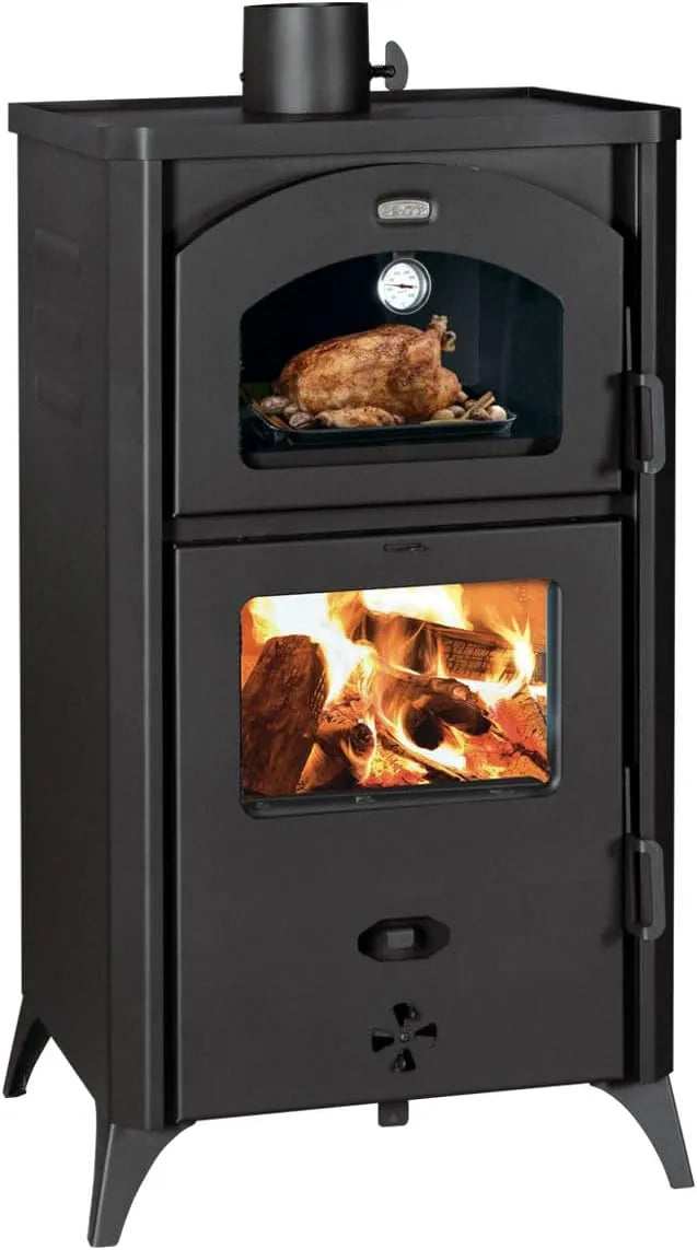 Cuisinière avec four 14kw., 4K UHD, KOMIRO Poêle à bois avec four, puissance de chauffage 14kw