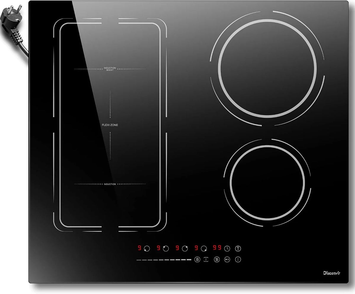 Plaque à induction, 60CM, 4 foyers, 3500 W, 220 V, table de cuisson à induction, zone flexible, Boost, verrouillage, encastrable, minuteur, 3500W