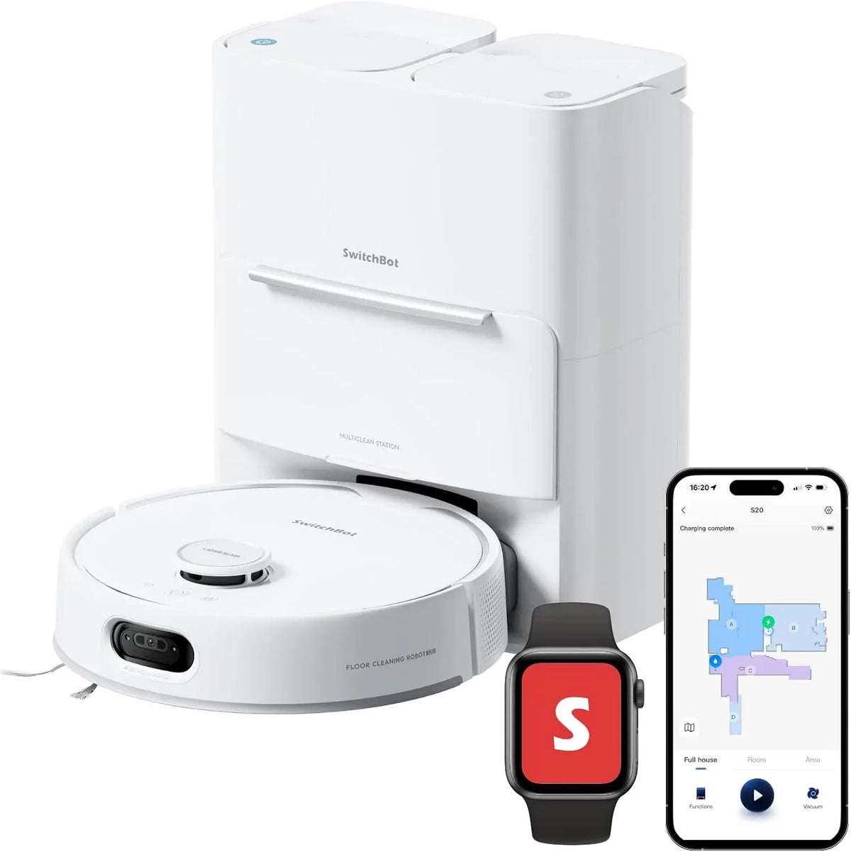Apple S20 Aspirateur, Aspiration 10000 Pa, Évitement d'obstacles IA