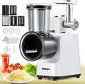 Huanyu Râpe à fromage électrique multifonctionnelle 5 lames 250W Râpe à légumes électrique et hachoir à viande Blanc