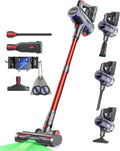Aspirateur 55KPa/600W/70Min, 1.6 L, 600 W, grand réservoir, rouge, Filtration à 8 Couches