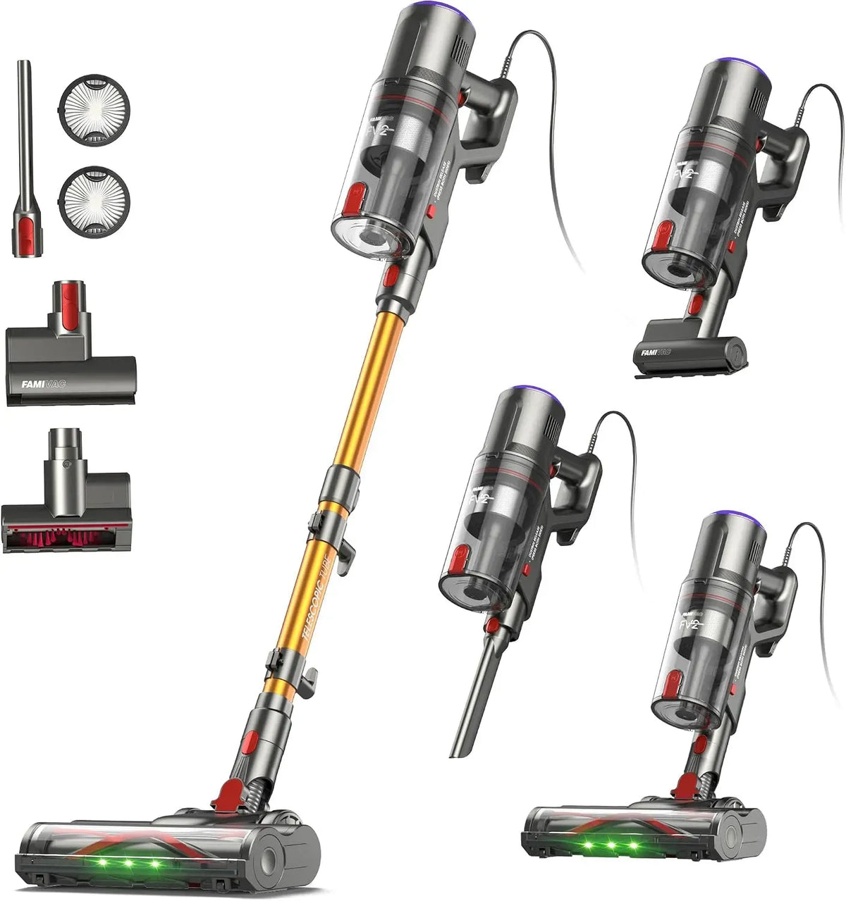 Aspirateur, 1,5 L, 600 W, FAMIVAC FV2 65Kpa/600W, câble 7M, bac 1,5L, 1,3KG léger, 1,3 KG