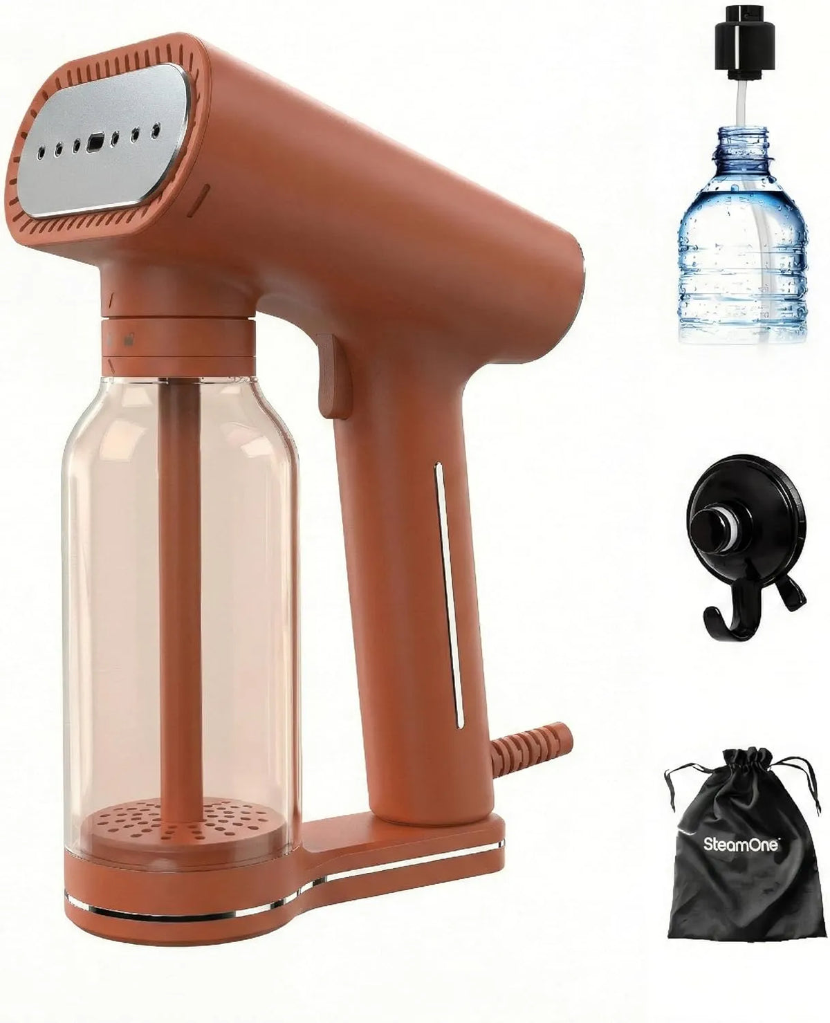 30s RUST400 Crochet Ventouse Inclus, Steamer Portatif Karl XL, SteamOne Karl XL Steamer Défroisseur Portatif Rust 2000W, 400ml, 2 Modes