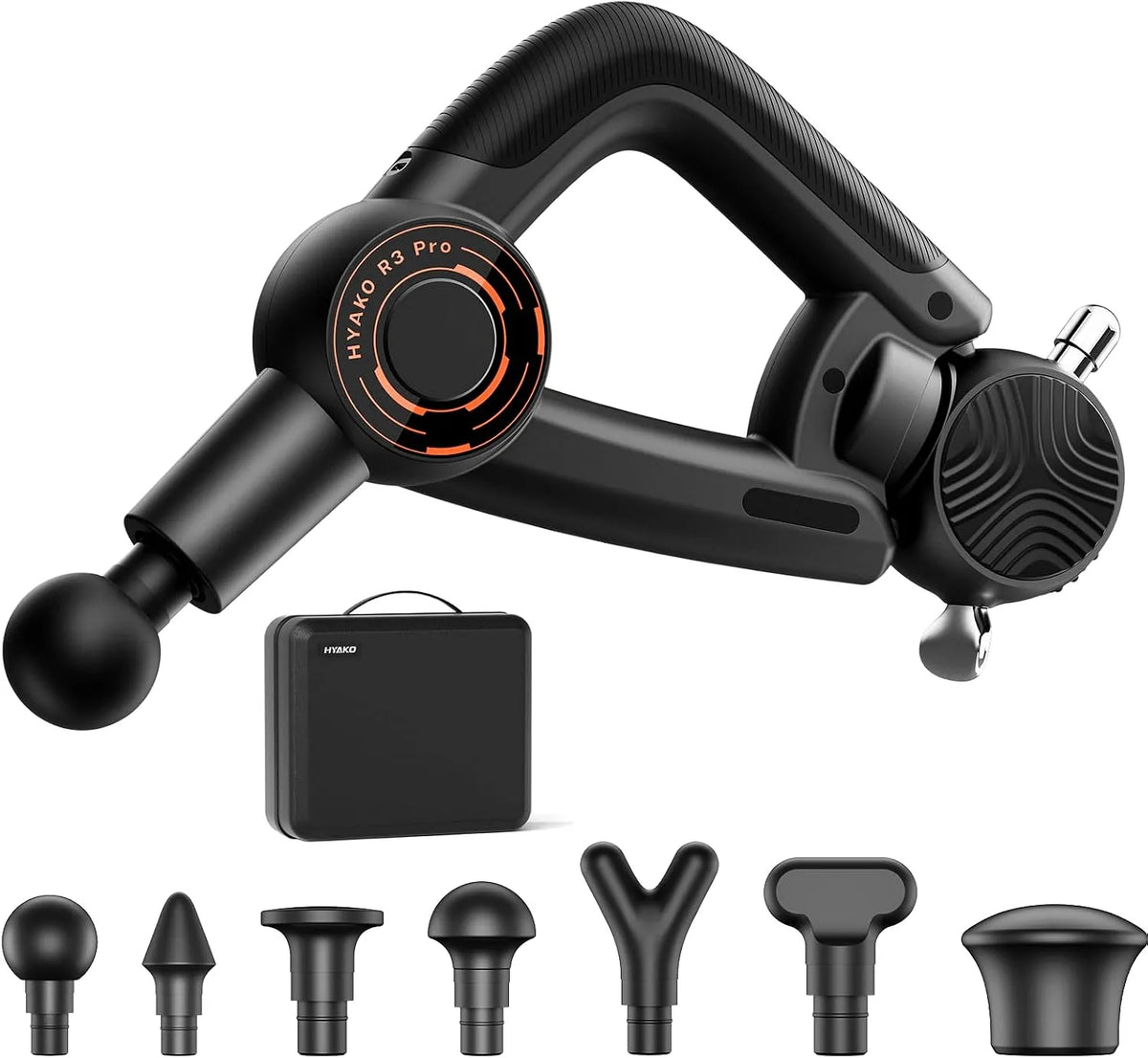 appareil de massage musculaire, 16 mm, HYAKO, R3 Pro Pistolet de massage 3 en 1 Amplitude 16 mm + Appareil de massage vibratoire à haute fréquence