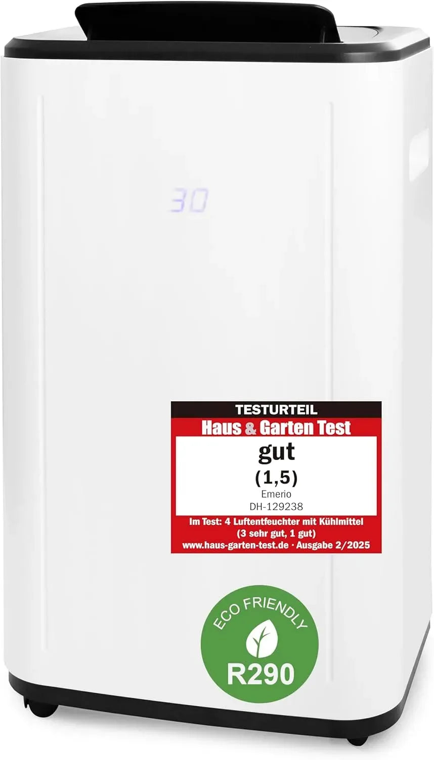 Déshumidificateur, Emerio DH-129238 R290, minuteur, taille de la pièce jusqu'à 60 m², écran LED, 30 l/jour