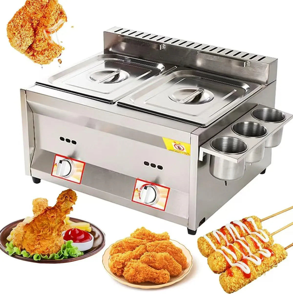 Puissance de feu réglable, pour grande capacité pour la cuisine pour usage professionnel, Friteuse à gaz en acier inoxydable commerciale pour poissons