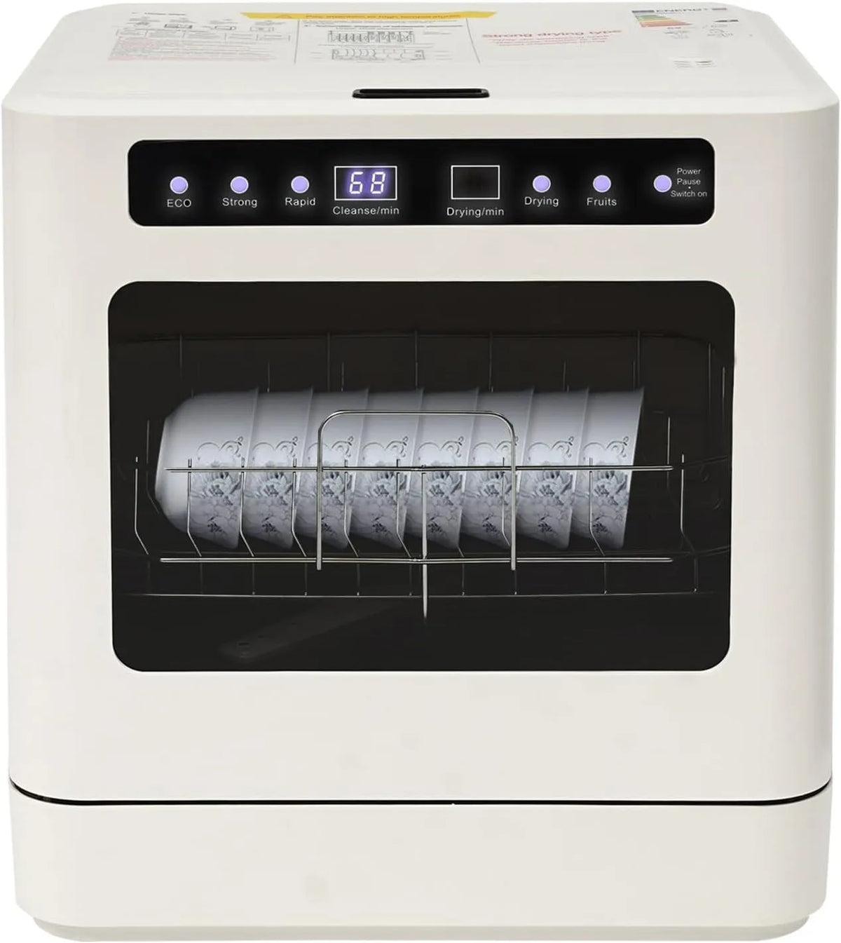 Lave-vaisselle, 800 W, camping, lumière LED pour cuisine, séchage à l'air chaud et nettoyage UV, 4 modes de nettoyage, bureau