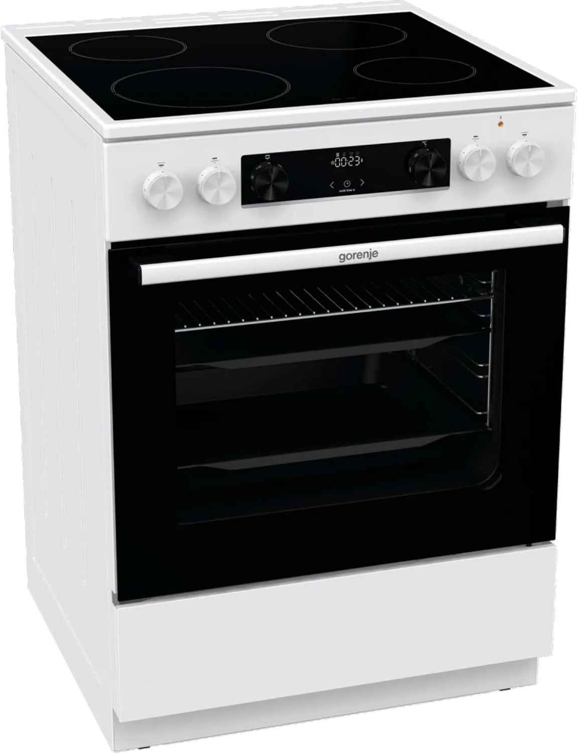 Gorenje GEC6C Plaque vitrocéramique, 60 cm, 71 L, gril, pizza, blanc, mode pizza, PerfectGrill, Gorenje GEC6C 40 WD Cuisinière électrique sur pied