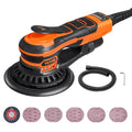 VEVOR ponceuse excentrique électrique sans balais, Ponceuse orbitale aléatoire, 152 mm, 350 W, 6 vitesses variables, connecteur anti-poussière et