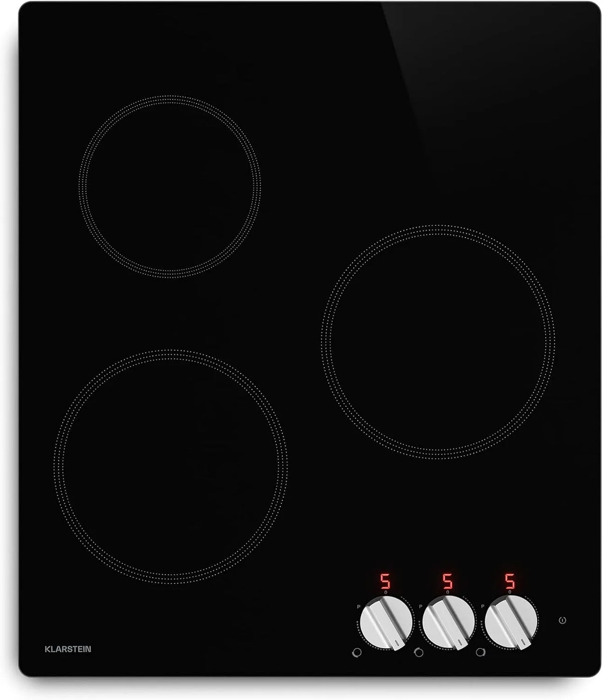 Klarstein Plaque à induction, 45cm, 3 foyers, 5700 W, table de cuisson à induction, Boost, noir, 3 Zones, Commande Rotative, Sécurité Surchauffe