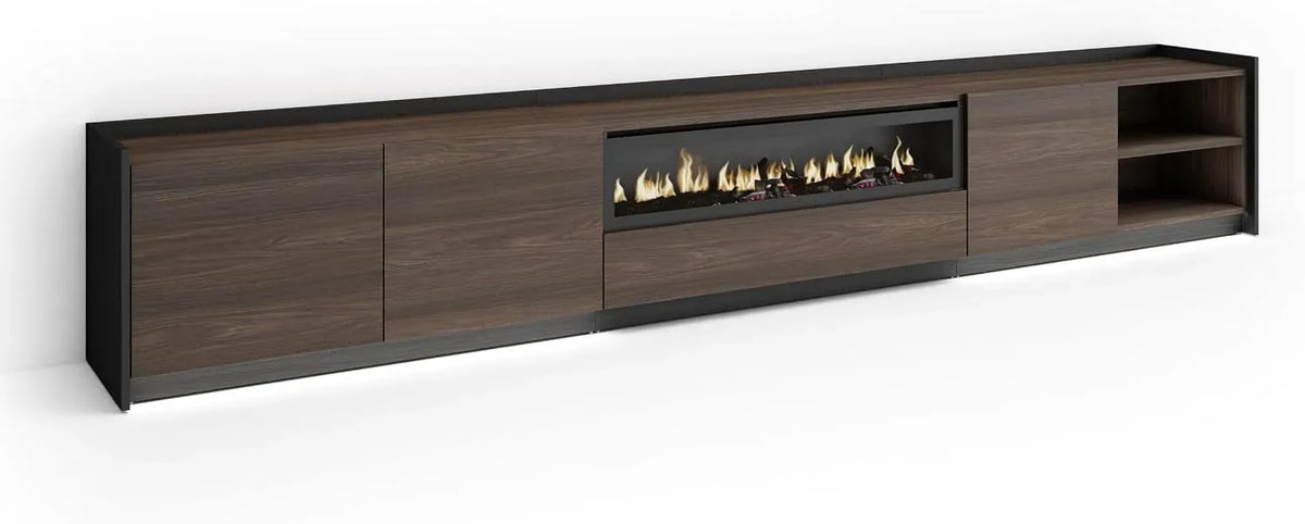 Meuble TV, 80 pouces, 310x50x37 cm, noir, pour écrans jusqu'à 80', LED