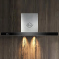 Hotte aspirante, 90 cm, 1000 m3/h, hotte de cuisine, installation murale, acier inoxydable, noir, GURARI hotte murale GCH 462 IS 9 Prime avec tuyau