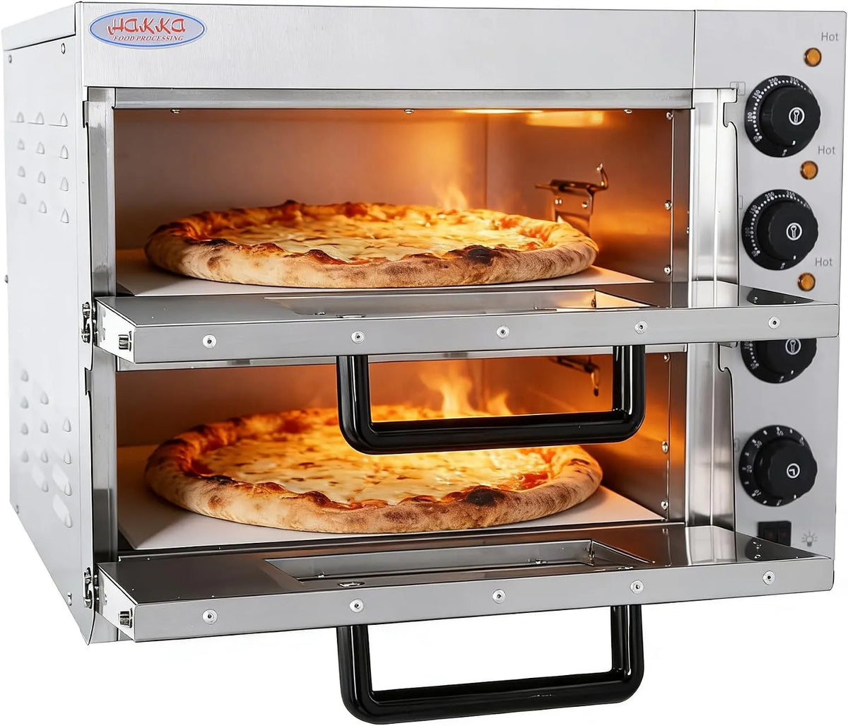 Four électrique à pizza, 40cm, 3000 W, 50 à 350 °C, minuteur, professionnel, restaurant, 0-60 min, Double Couche, Boulangerie, Fête Familiale