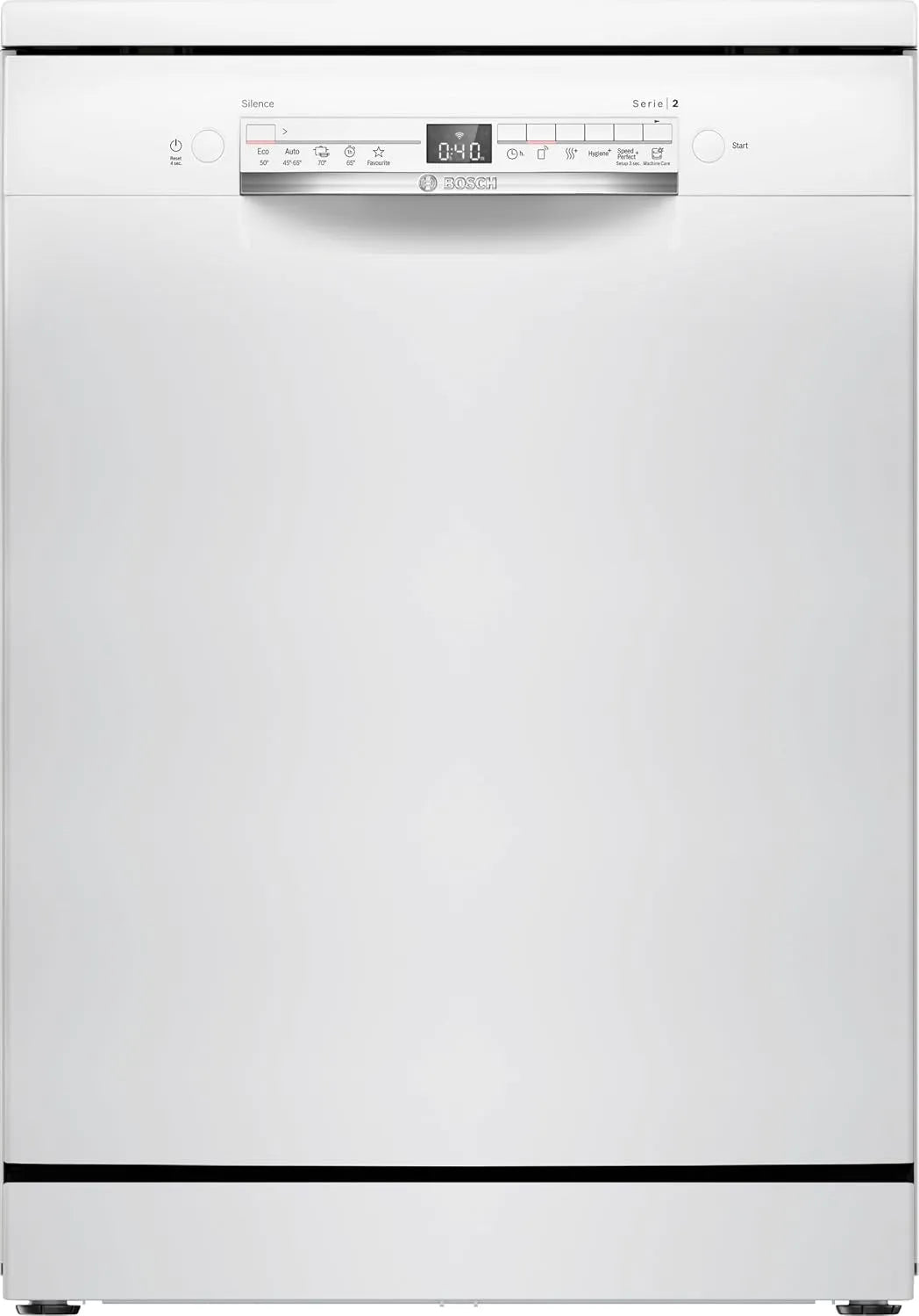 Bosch SMS2HVW03F Lave-vaisselle, 60 cm, silencieux, blanc, Silence à la demande, Série 2, pose-libre, Tiroir à couverts, Panier Rackmatic