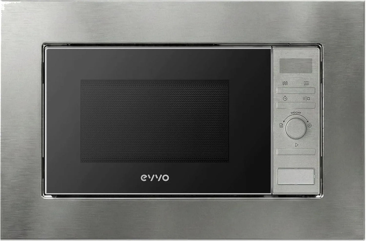 Micro-ondes, 21 L, EVVO Mi30, minuteur, gril, acier inoxydable, noir, verrouillage enfant et minuterie de 60 minutes, affichage numérique