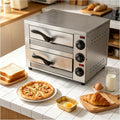 Four électrique à pizza, 16 pouces, professionnel, amovible, 2 zones de température, acier inoxydable, temps de cuisson 20-60 min, intérieur spacieux