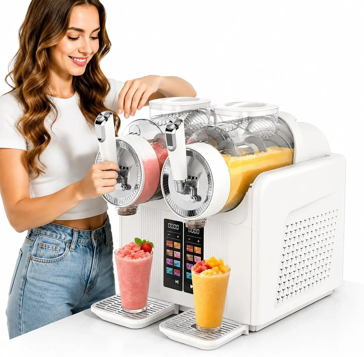 Machine à Granités, Machine à Boissons, 2 L, dimensions personnalisables, professionnel, blanc, pour Usage Domestique et Professionnel White