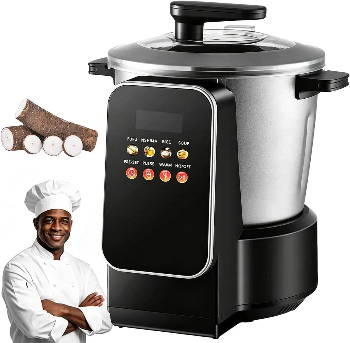 Robot, 8 L, 900 W, tactile, professionnel, acier inoxydable, pour Eba