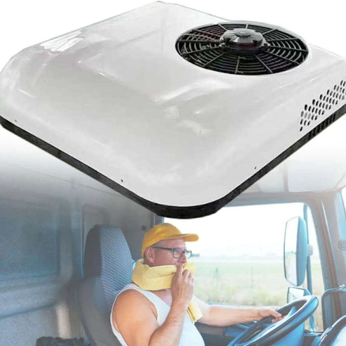Climatiseur, 12 V, SXHEYUY 2in1, blanc, appareil de climatisation, 12V 24V Climatiseur De Toit Tracteur