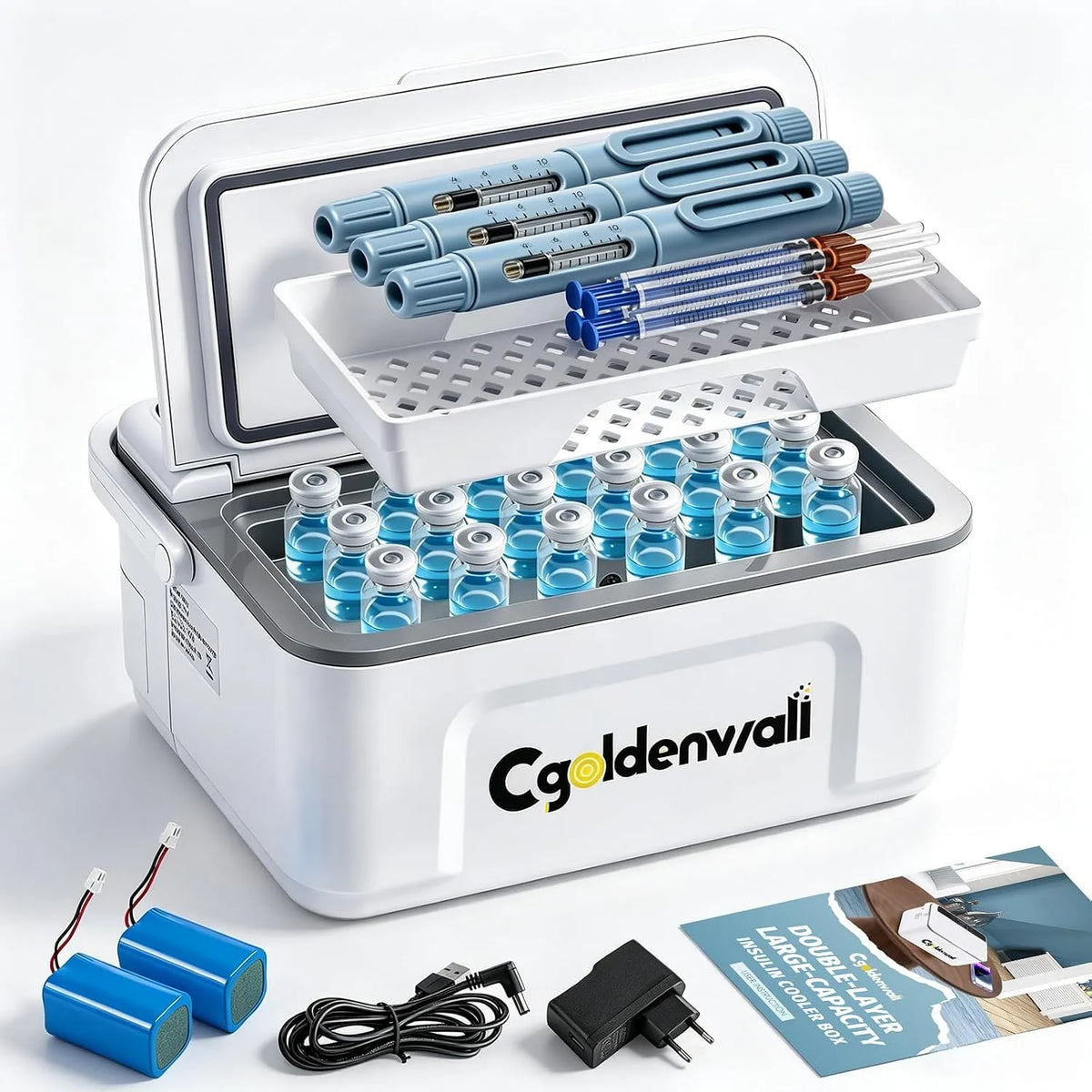 Réfrigérateur médical portable 12H, extérieur, tactile, USB, 2 zones de température, transport d'insuline et de médicaments, 8°C en un Toucher