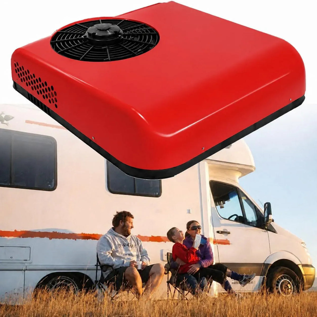 Climatiseur, 12 V, Climatiseur 12V/24V Red12V, rouge, Froid et Chauffage pour Camion RV
