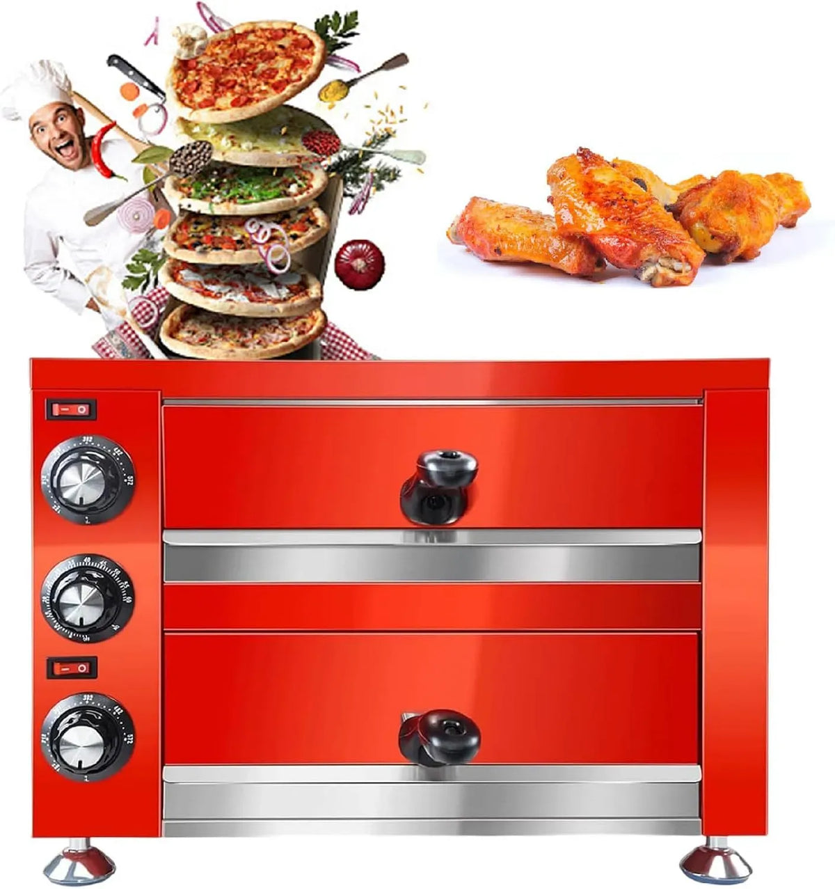 Four électrique à pizza, 12 pouces, gril, professionnel, acier inoxydable, 220