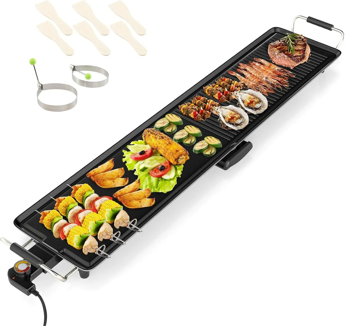 XXL 1800W Ajustable, Plancha, 100x24CM, 1800 W, gril, thermostat, pour 8 Personnes, GOPLUS