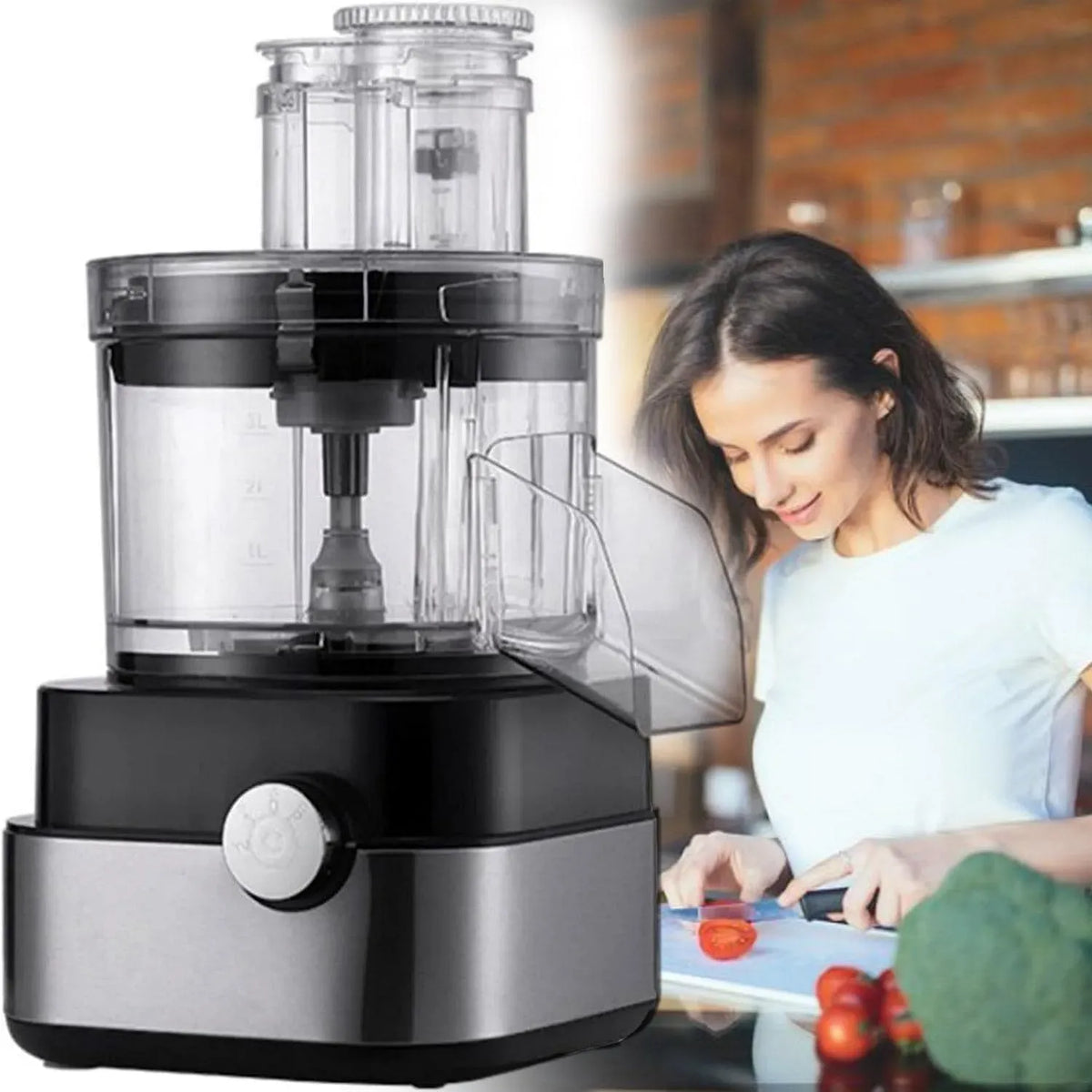 trancheuse à légumes, Viande hachée/coupé en dés/râpé/tranché Multifonction 4 en 1 Coupe-Aliments, Hachoir à Fruits et légumes électrique 600 W