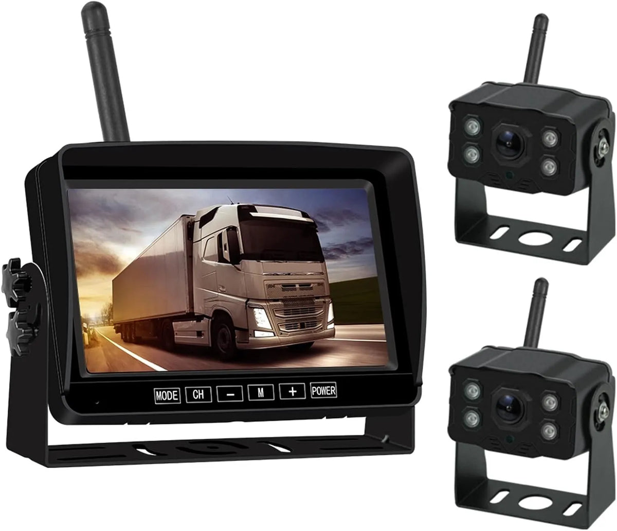 Moniteur 2camera, 7 Pouces Voiture Moniteur sans Fil Camion Sauvegarde Vue arrière Affichage caméra de recul for RV Bus TV écran d'affichage