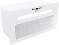 Hotte aspirante, 80 cm, hotte de cuisine, encastrable, blanc, acier peint, 4 niveaux de puissance, ventilateur plat, filtre à graisse, sous meuble